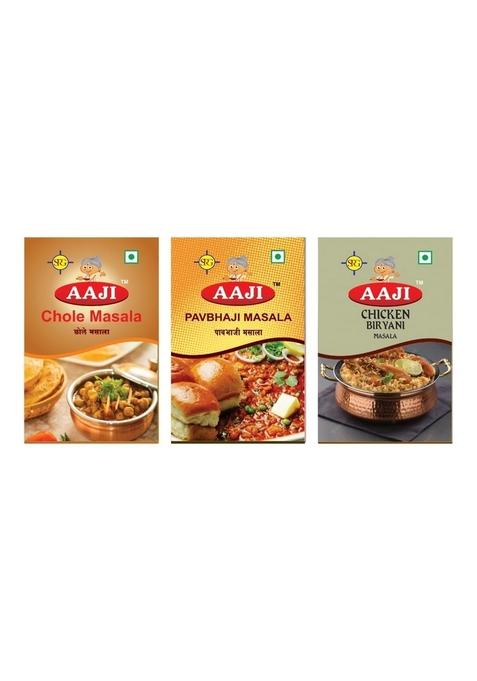 SPG AAJI Masale Flavour Fiesta Combo Chole, Pav Bhaji & Chicken Biryani Masala 100g Each (Pack of 3)