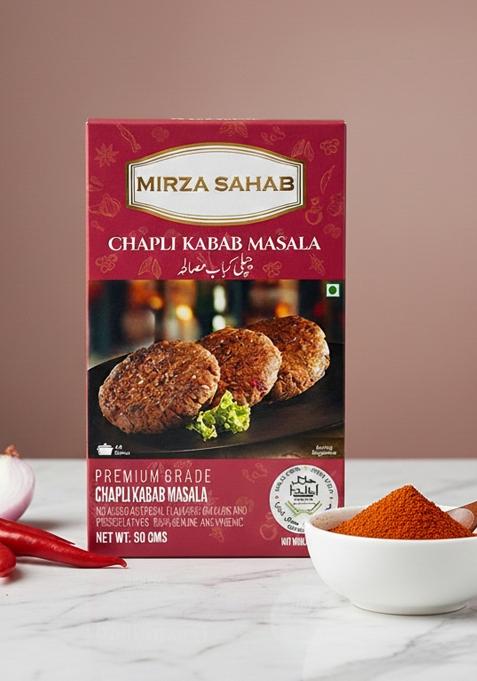 Mirza Sahab Chicken/Mutton Chapli Kabab Masala | Easy & Ready to Cook Exotic Spice Blend Delicious, Flavourful Aromatic Chaapli Kebab ((Pack of 4 x 50g))
