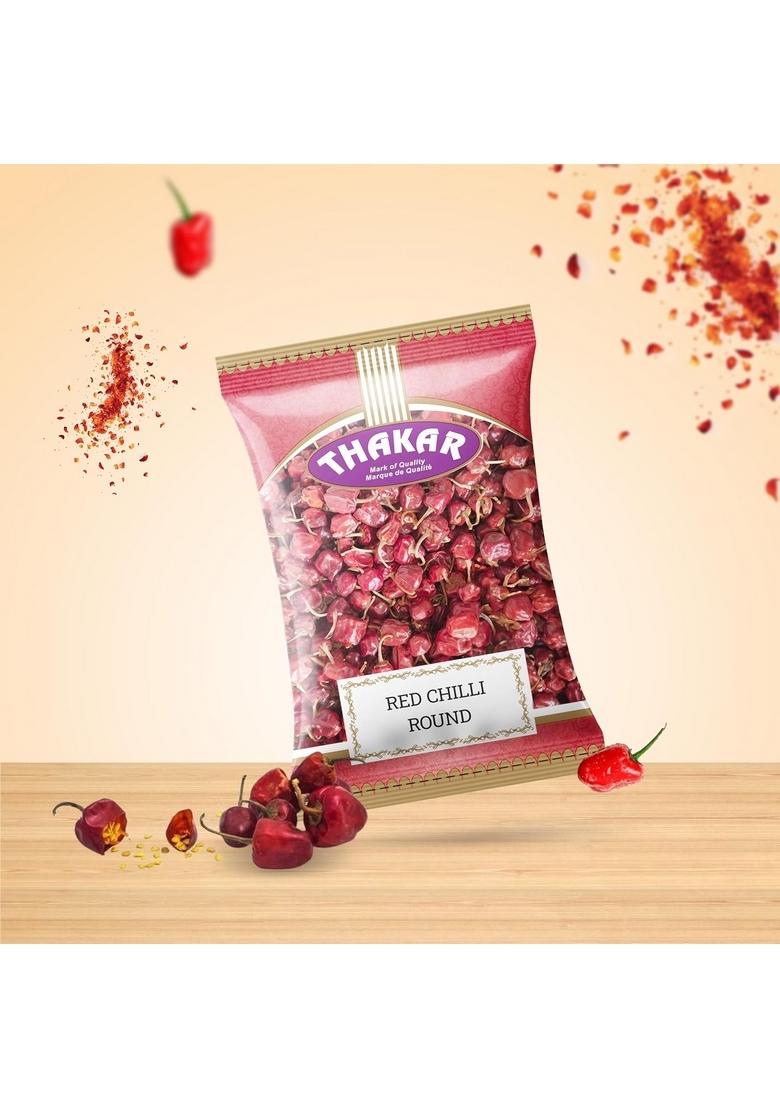 THAKAR Red Chilli Round Whole 200g | Dry Boriya RedChilli |Gol Mirchi |Round Chillies |Mundu Chili|Gundu Chilli| BoriyaChilli for Tadka |Chilli Pickle South Indian Chillies,