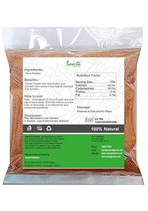 Saara HERBAL FRESH Cloves Powder,100g, Laung,Lavang, Lavangalu,Lavangam, Grambu, Krambu Powder,(Pack of 1 X 100gm)