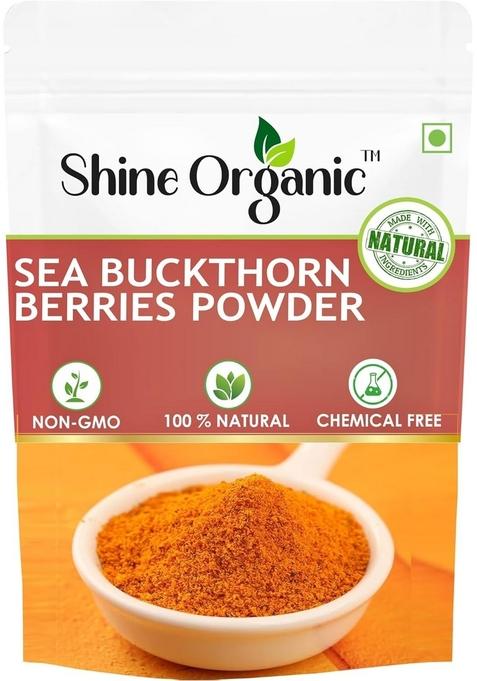 Shine Organic Sea Buckthorn Berries Powder | Dry Rich in Fiber, Omegas, Vitamin C, (50gm)