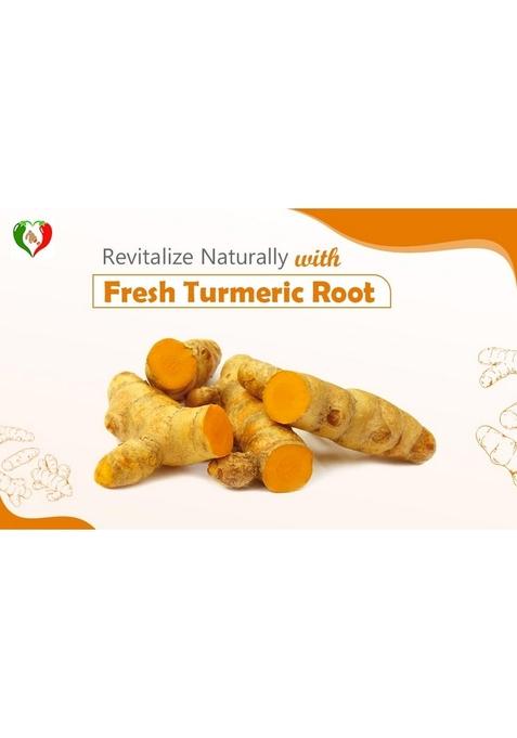 PARSHUTARA Fresh Raw Turmeric Roots (Kacchi Haldi) 100% Chemical-Free, High Curcumin, & Handcrafted Ideal for Cooking, Herbal Teas, Skincare Traditional Ceremonies Natural Immunity Booster Ayurvedic Herb 350g with FREE chemicals Haldi Powder 50GM