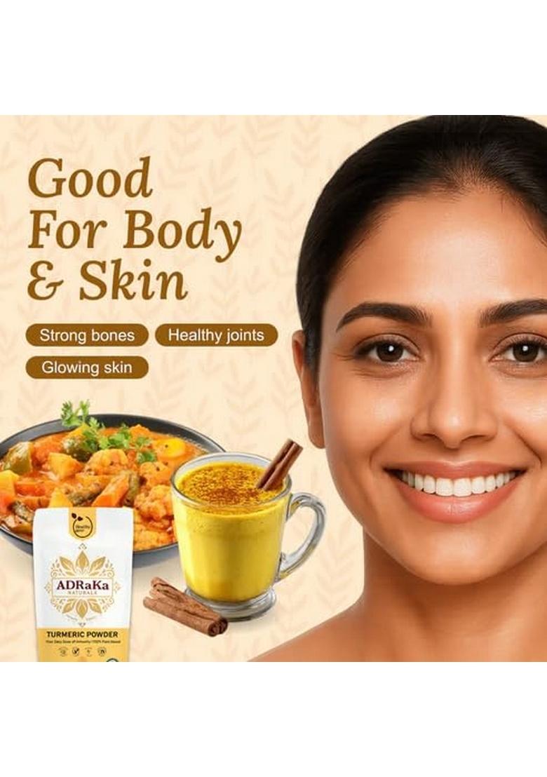 ADRaKa NATURALS Lakadong Turmeric Powder 100% Pure, Organic, High Curcumin, Natural Immunity Booster, Anti-Inflammatory & Healthy Spice for Cooking, Smoothies, Tea Home Remedies (350 g)