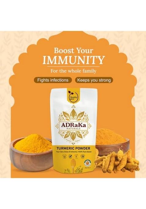 ADRaKa NATURALS Lakadong Turmeric Powder 100% Pure, Organic, High Curcumin, Natural Immunity Booster, Anti-Inflammatory & Healthy Spice for Cooking, Smoothies, Tea Home Remedies (350 g)