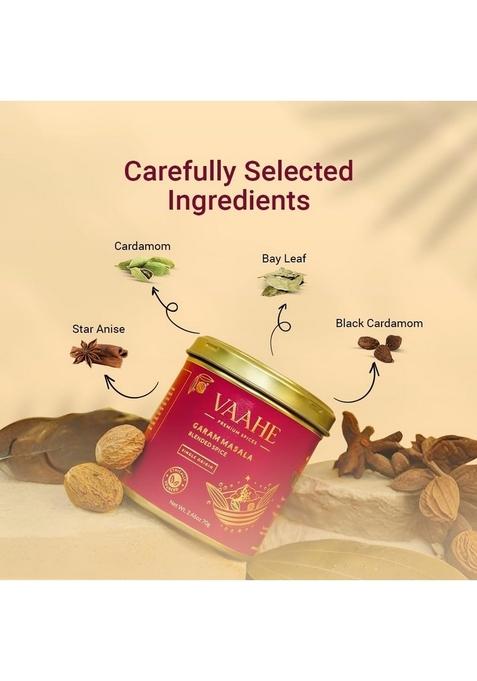 VAAHE Garam Masala 70g | Handcrafted Blend of 17+ Premium Whole Spices Authentic Indian for Curries, Gravies & Tadka Freshly Ground and Packed 100% Pure Airtight Tin Box