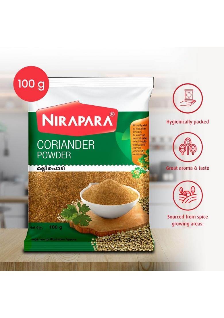 Nirapara Coriander Powder for Incredible Taste and Flavour| Perfectly Grounded Rich Texture & Aroma| No Added Flavours Colours| Hygienically Packed| 100g x 5 | 500 gms