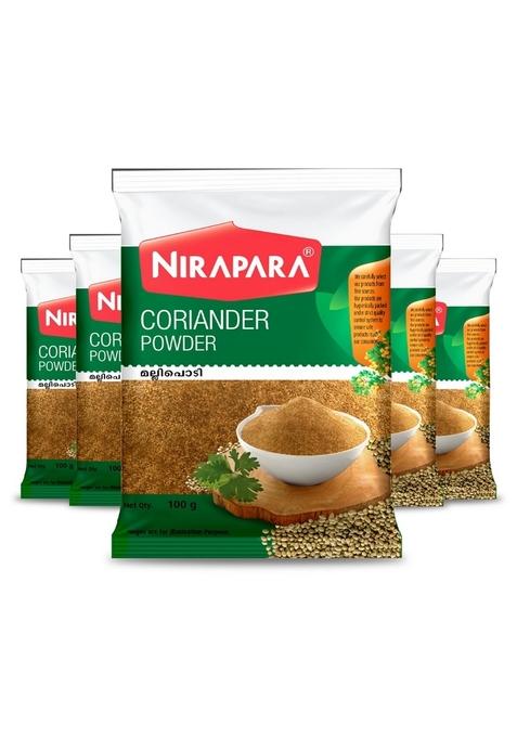 Nirapara Coriander Powder for Incredible Taste and Flavour| Perfectly Grounded Rich Texture & Aroma| No Added Flavours Colours| Hygienically Packed| 100g x 5 | 500 gms