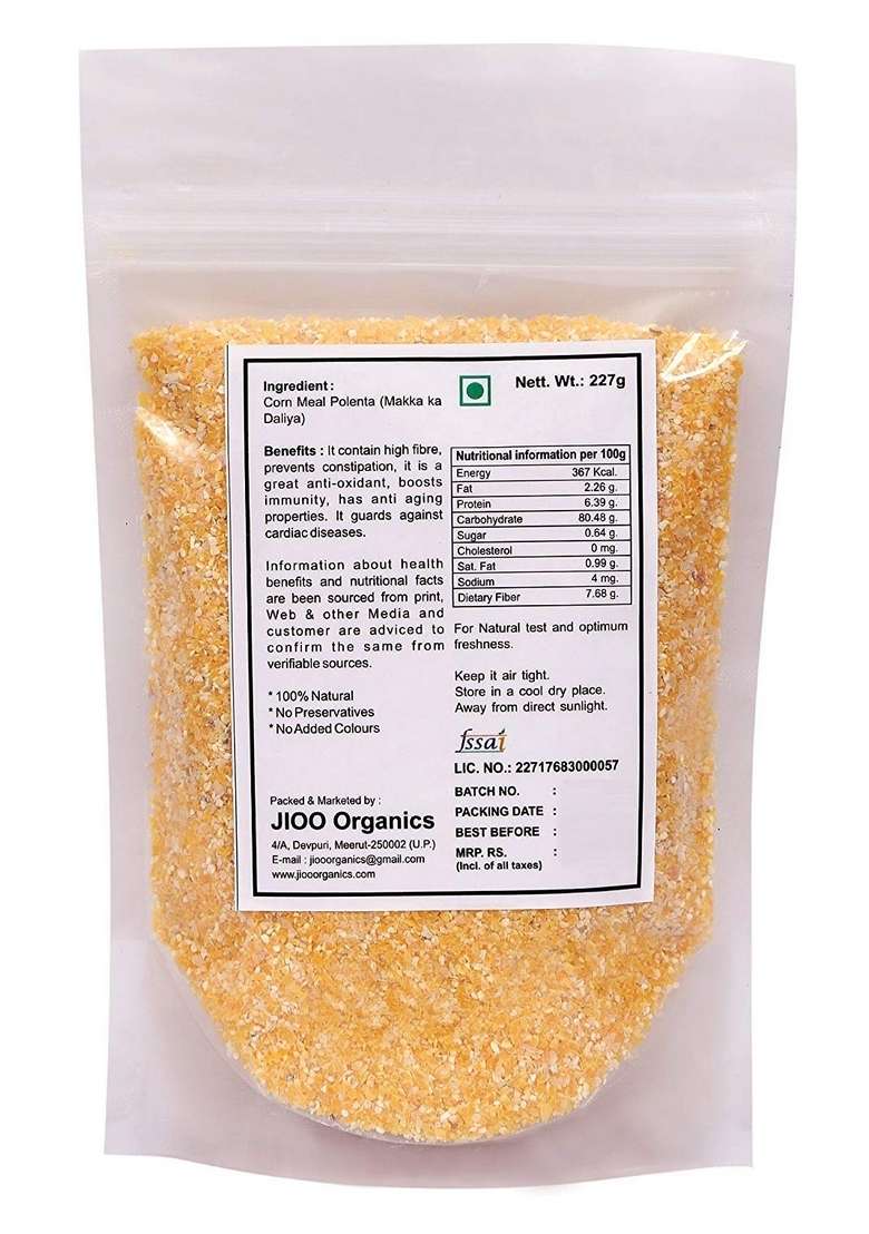 Jioo Organics Standard Cornmeal Polenta Corn Porridge or Makka ka Daliya (Pack of 250 g) - Indya