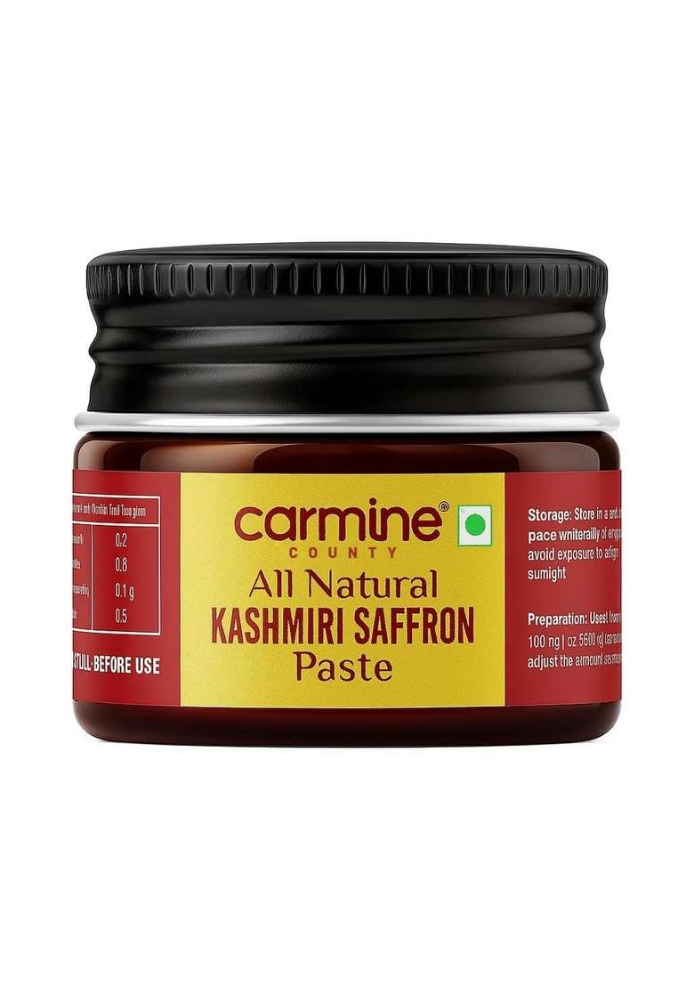 Carmine County Pure Saffron Paste 25g | Premium Grade All Natural Kesar Extract for Cooking, Baking, Desserts, Ice Cream & Sweets No Additives or Preservatives Rich Aroma, Flavor Golden Color - Indya