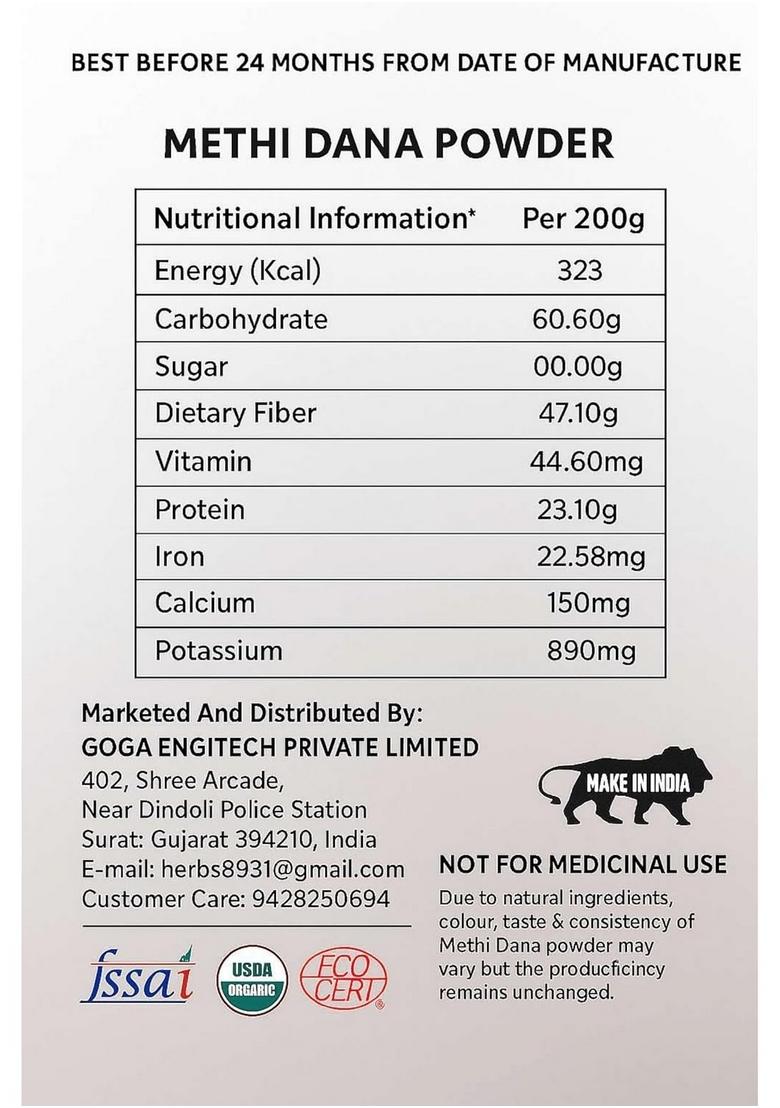 Kapishva Organic Methi Seed Powder For Hair Growth