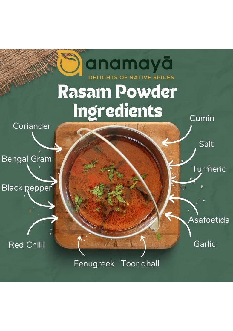 anamaya Rasam Masala Powder | Authentic from Erode Tamil Nadu Packed in an aesthetic resealable pouch Additives and Preservatives free 100 Gms pack