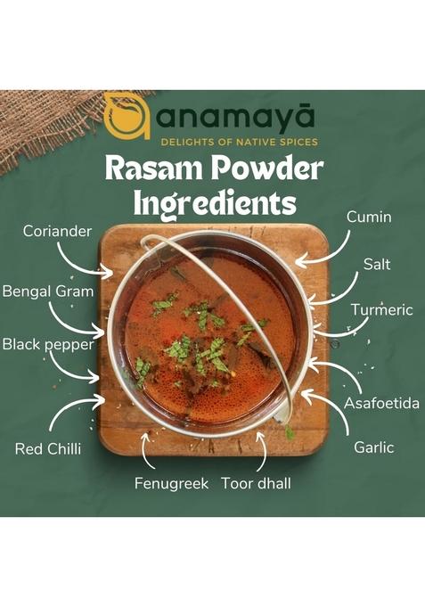 anamaya Rasam Masala Powder | Authentic from Erode Tamil Nadu Packed in an aesthetic resealable pouch Additives and Preservatives free 100 Gms pack
