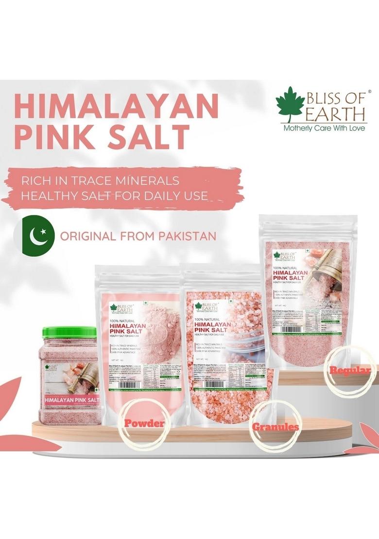BLISS OF EARTH 1KG Granular Pakistani Himalayan Pink Salt Non Iodized for weight loss & Healthy Cooking, Natural Substitute White