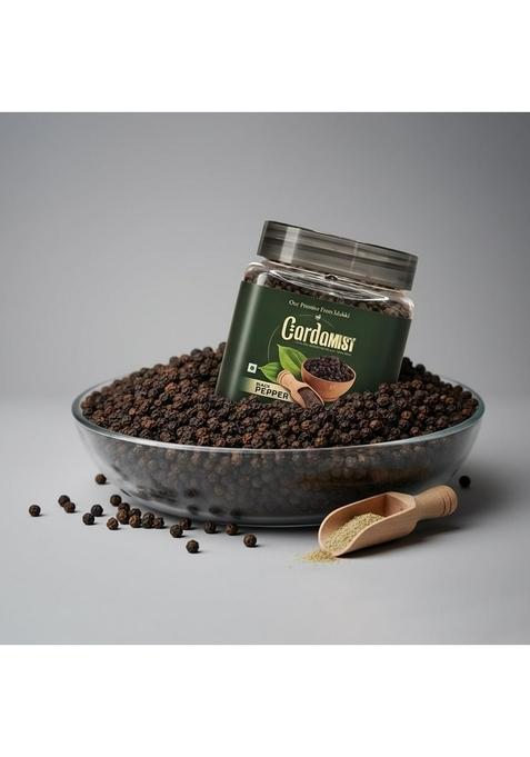 CardaMIST Idukki Black Pepper Whole | Premium Kali Mirch Sabut Natural Bold Peppercorns for Cooking & Seasoning Pure Fresh Spices Jar Pack Kitchen Use
