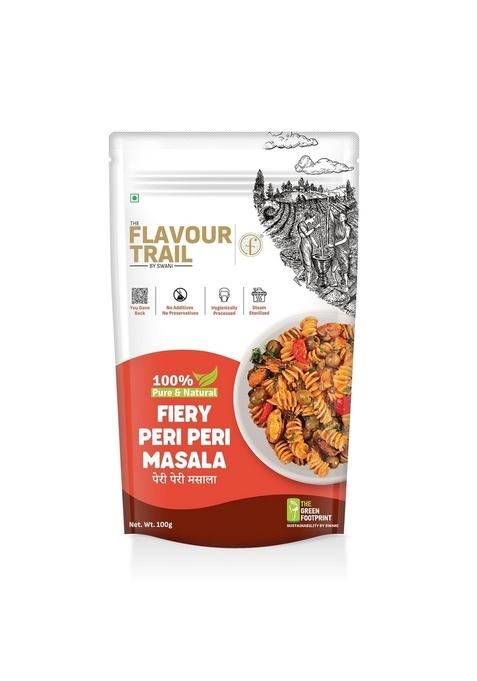 The Flavour Trail by Swani Pure & Natural - Fiery Peri Masala 100g | Spicy Seasoning No Preservatives Artificial Colours Ingredients For Fries, Chicken, Popcorn