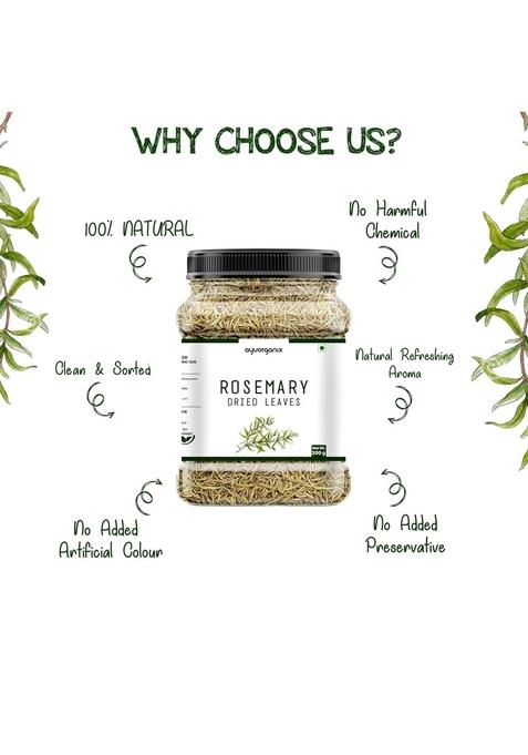 AYUORGANIX Rosemary Leaves 300g 100% Natural & Aromatic Dried Herb | Culinary Grade for Cooking, Tea, Hair Care Skin Use Rich in Antioxidants Herbal Spice Seasoning Wellness