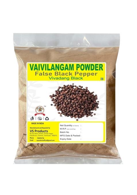 VS Products Vaivilangam Powder, 50g, False Black Pepper, Baibadang, Vidanga, Embelia Ribes, Bhabhirang (pack of 1 x 50g)