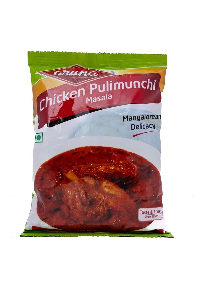 ARUNA Chicken Pulimunchi Masala Powder- 80g (Q&E) Mangalorean Delicacy | Thick Sour & Spice Natural Curry Recipes No Added Preservatives - Indya