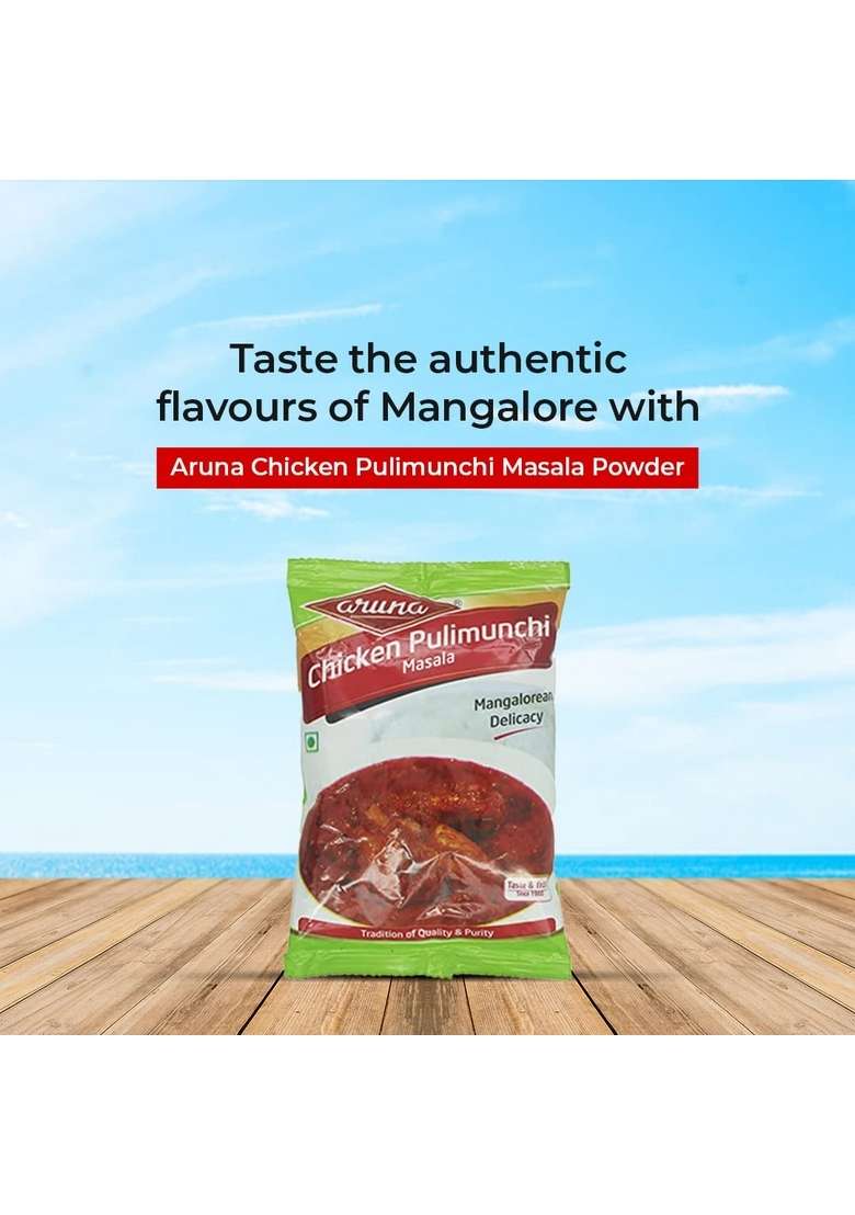 ARUNA Chicken Pulimunchi Masala Powder- 80g (Q&E) Mangalorean Delicacy | Thick Sour & Spice Natural Curry Recipes No Added Preservatives - Indya