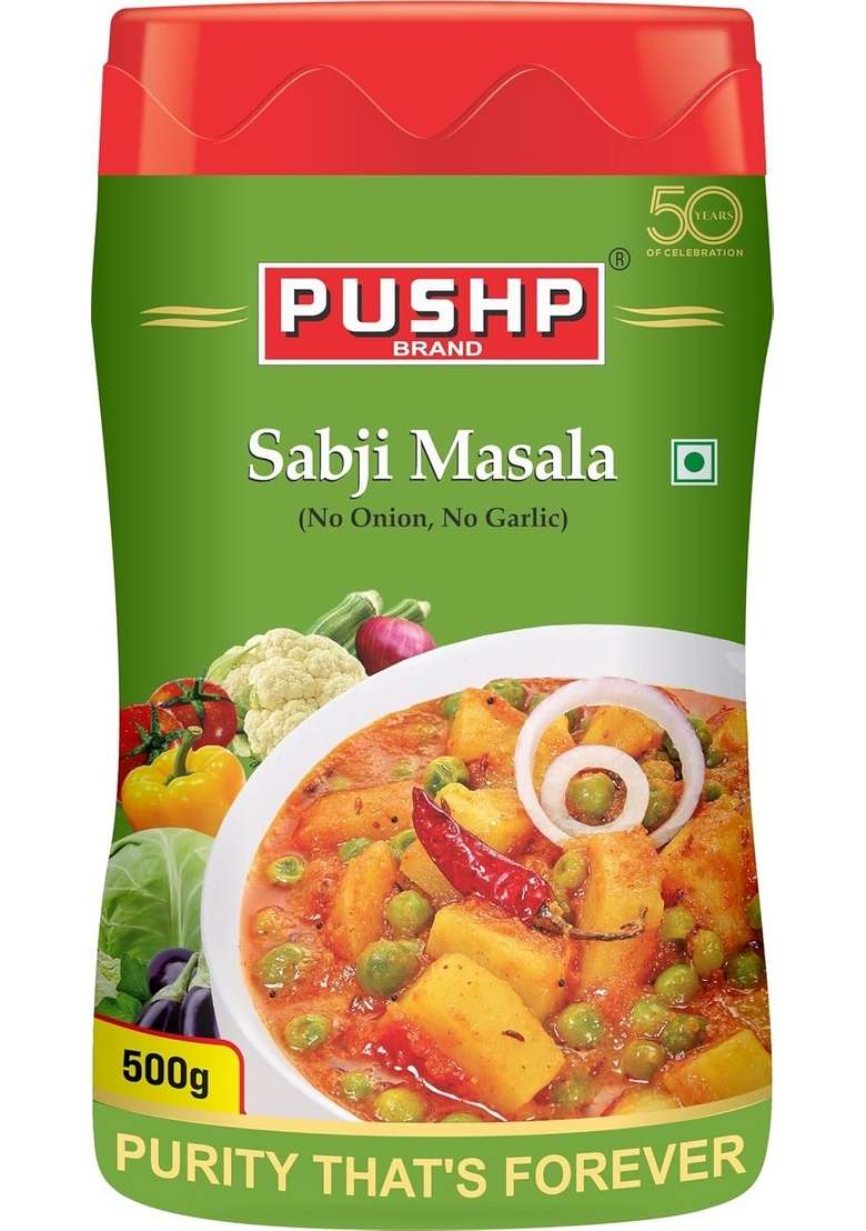 Pushp Brand Sabji Masala | 500g Jar |Premium Indian Spice Blend for Vegetables Authentic Taste All-Natural Ingredients No Added Preservatives pack of 1 - Indya