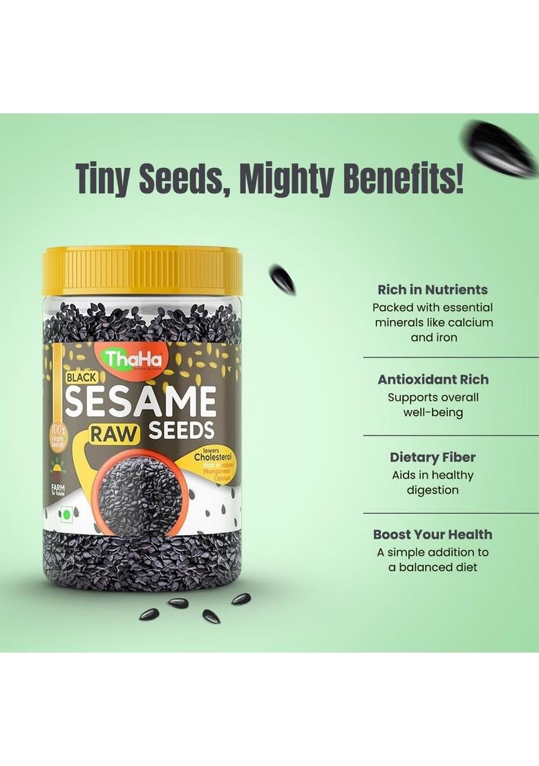 ThaHa Raw & Virgin Black Sesame Seeds 400 GM | 100% Clean and Natural Til for Eating