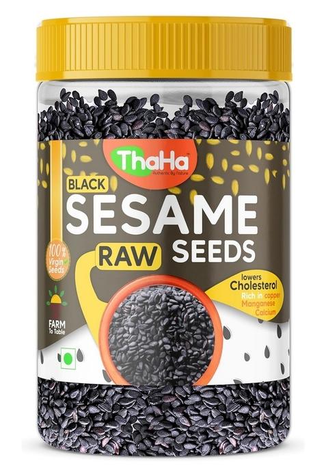 ThaHa Raw & Virgin Black Sesame Seeds 400 GM | 100% Clean and Natural Til for Eating