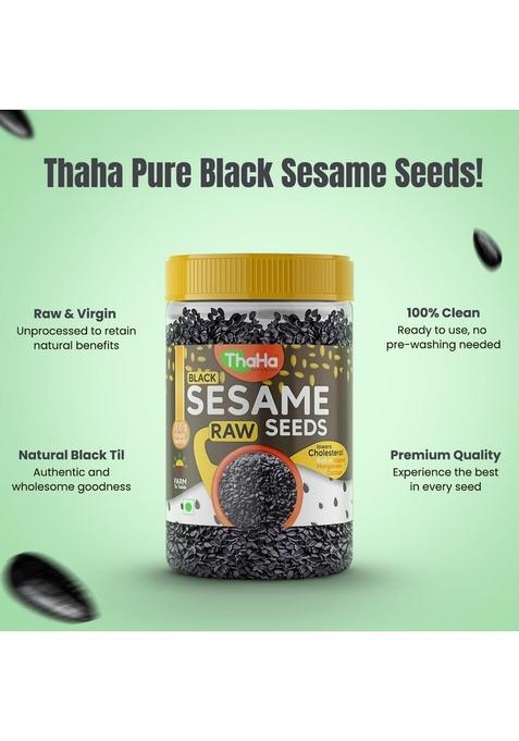 ThaHa Raw & Virgin Black Sesame Seeds 400 GM | 100% Clean and Natural Til for Eating
