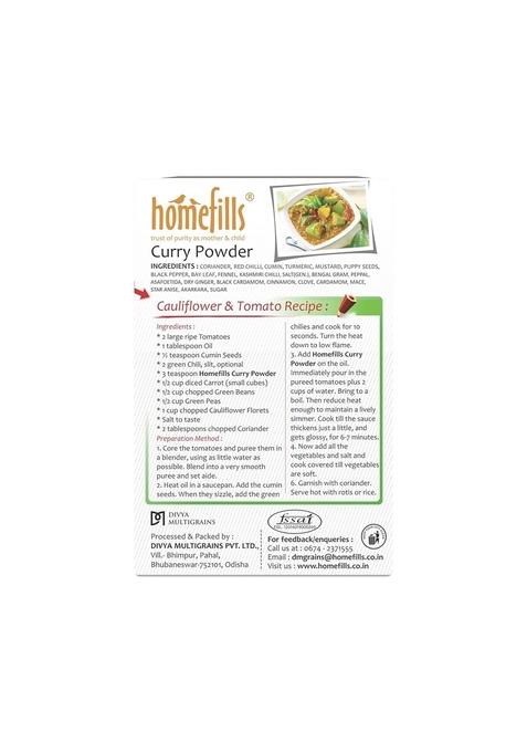 Homefills Curry Powder With Natural Oils | Multipurpose Flavourful Blend No Onion Garlic Spice Mix for Indian Cuisine Zero added Colours, Fillers, Additives & Preservatives 100 GM