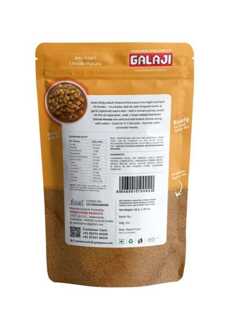 GALAJI Amritsari Chole Masala || No Onion, Garlic ||Chana Masalas Indian Spices ||Ready to Cook ||50 Grams - Indya