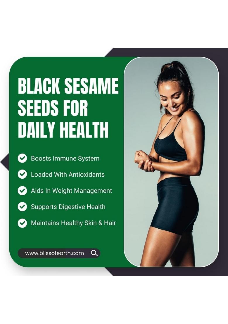 BLISS OF EARTH 500gm unhulled Black Sesame Seeds, Kaale Til, Fresh & Organic Fully Fiber Rich Great for Cooking Baking