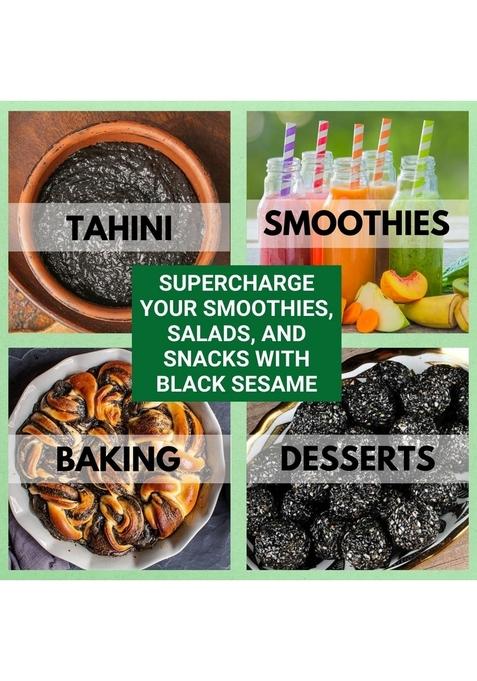 BLISS OF EARTH 500gm unhulled Black Sesame Seeds, Kaale Til, Fresh & Organic Fully Fiber Rich Great for Cooking Baking