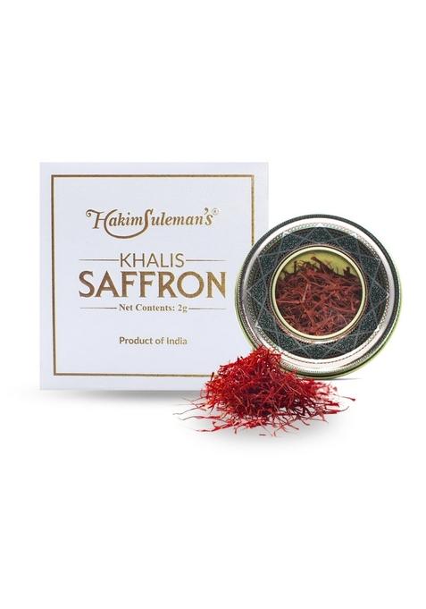 Hakim Suleman's Khalis Saffron Threads – Premium Kashmiri (Kesar) Hand-Harvested, Natural & Non-GMO Ideal for Cooking, Tea, Skincare Wellness 2 g (Pack of 1)