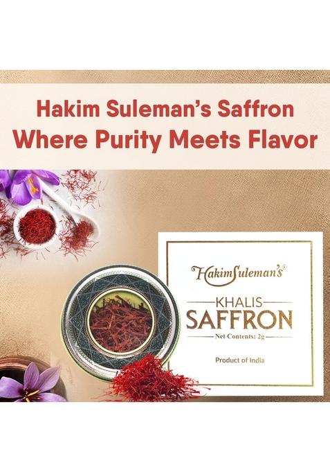 Hakim Suleman's Khalis Saffron Threads – Premium Kashmiri (Kesar) Hand-Harvested, Natural & Non-GMO Ideal for Cooking, Tea, Skincare Wellness 2 g (Pack of 1)