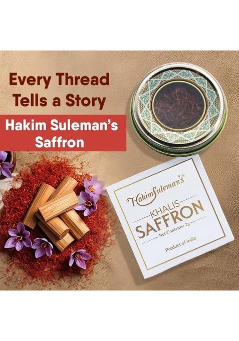 Hakim Suleman's Khalis Saffron Threads – Premium Kashmiri (Kesar) Hand-Harvested, Natural & Non-GMO Ideal for Cooking, Tea, Skincare Wellness 2 g (Pack of 1)