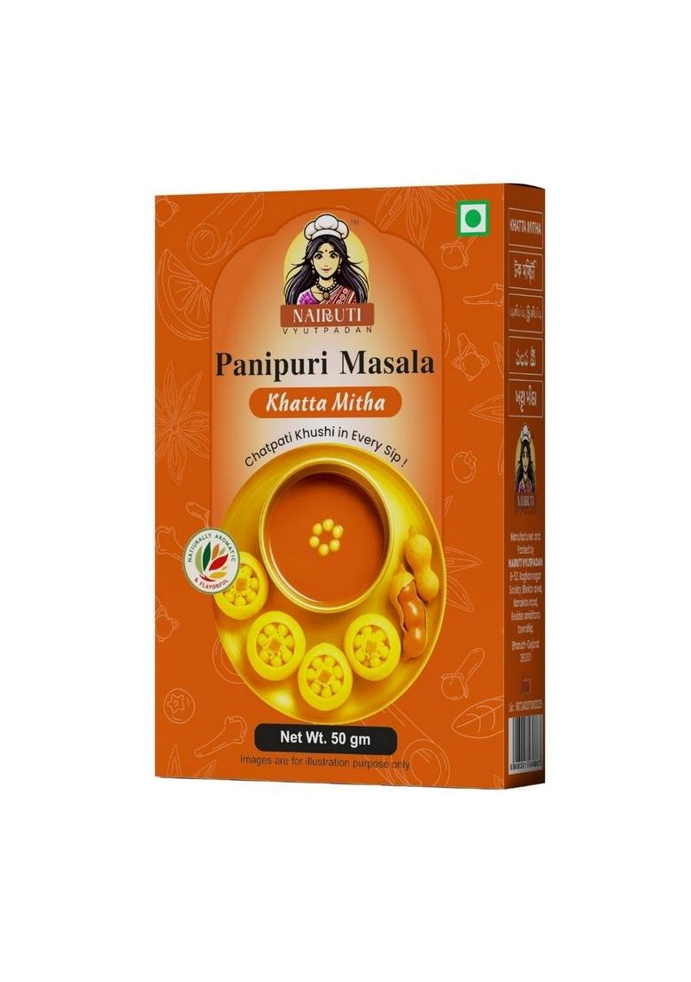 Nairuti Vyutpadan Panipuri Khatta Meetha 50 g | Ready-to-Use Tangy Sweet Premix Powder for Pani Puri Water Natural Ingredients Golgappa Special