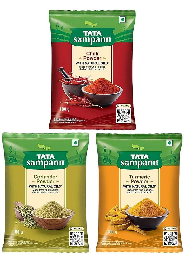 Tata Sampann Chilli Powder With Natural Oils 500Gm Coriander Turmeric 500Gm - Indya