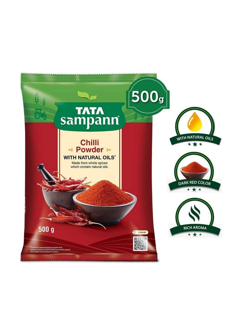 Tata Sampann Chilli Powder With Natural Oils 500Gm Coriander Turmeric 500Gm - Indya