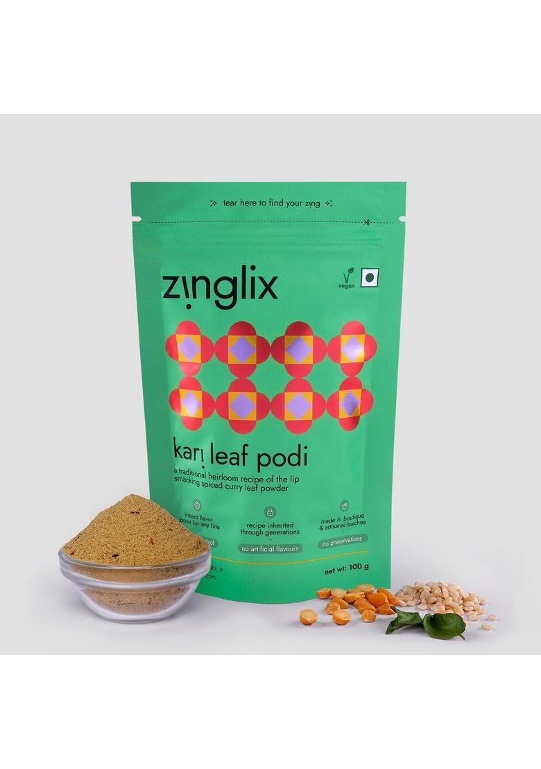 Zinglix SZN ing / Kari Leaf Podi (Spiced Curry Powder) 100 g Premium Spice Blend Authentic Heritage Recipe Vegan No Preservatives Artificial Flavors Ready-to-Eat All-Purpose Top Up Seasoning