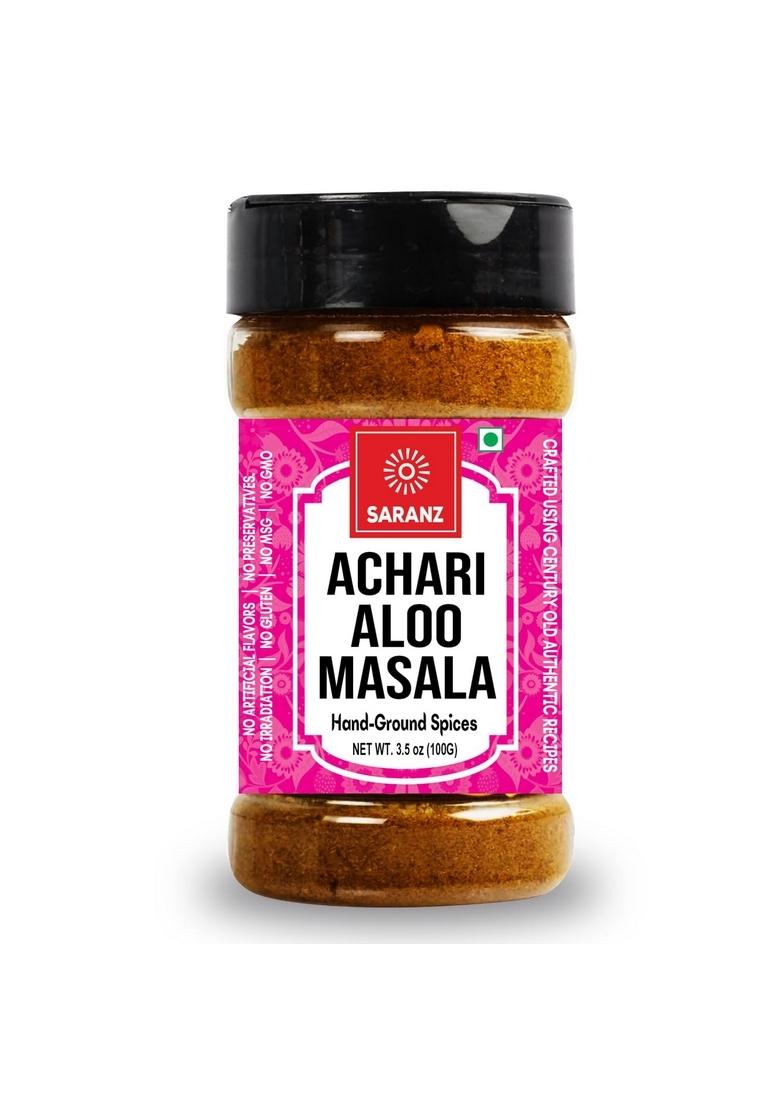 SARANZ Achari Aloo Masala, Special Masala For sabji Ideal Cooking, and Curry Fine Artisanal Spices in a 100-gram Sprinkler Jar with Rich Strong Flavor 100gm