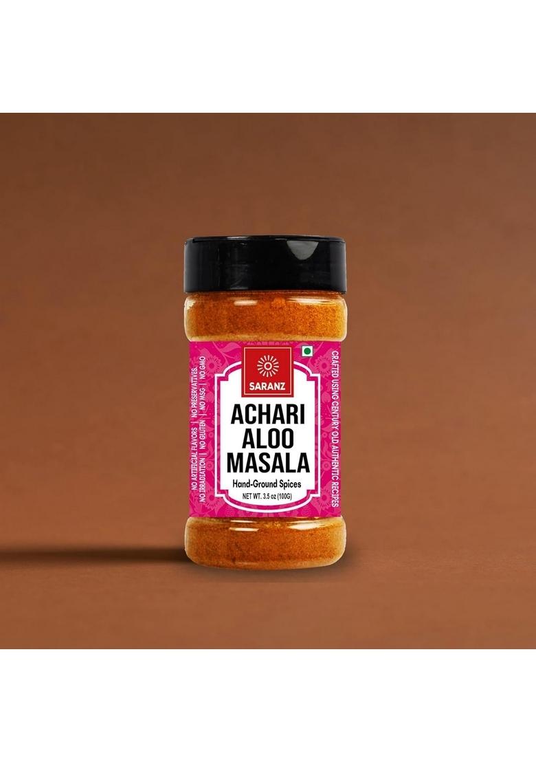 SARANZ Achari Aloo Masala, Special Masala For sabji Ideal Cooking, and Curry Fine Artisanal Spices in a 100-gram Sprinkler Jar with Rich Strong Flavor 100gm