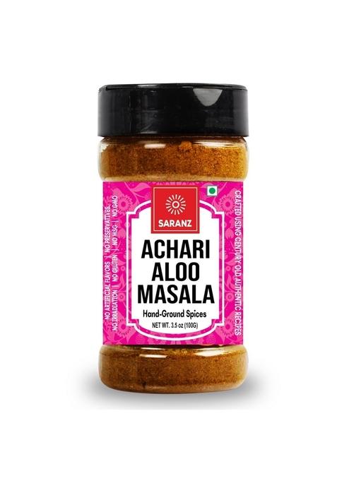 SARANZ Achari Aloo Masala, Special Masala For sabji Ideal Cooking, and Curry Fine Artisanal Spices in a 100-gram Sprinkler Jar with Rich Strong Flavor 100gm