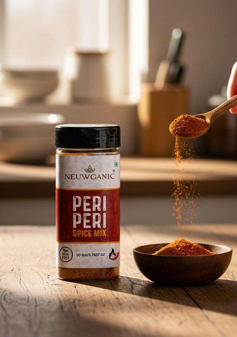 Neuwganic - Peri Mix Seasoning Spicy & Tangy Powder Flavorful for Snacks, Fries Grilled Dishes Natural Aromatic Spice Blend 50 Gm - Indya