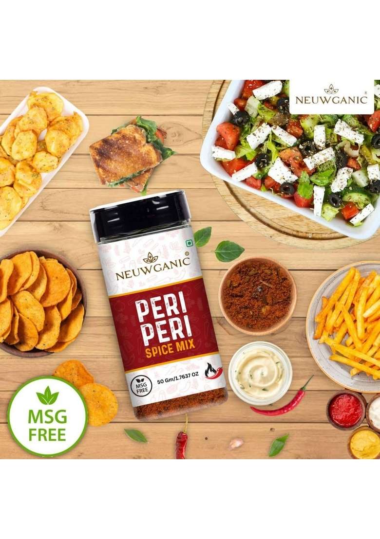 Neuwganic - Peri Mix Seasoning Spicy & Tangy Powder Flavorful for Snacks, Fries Grilled Dishes Natural Aromatic Spice Blend 50 Gm - Indya