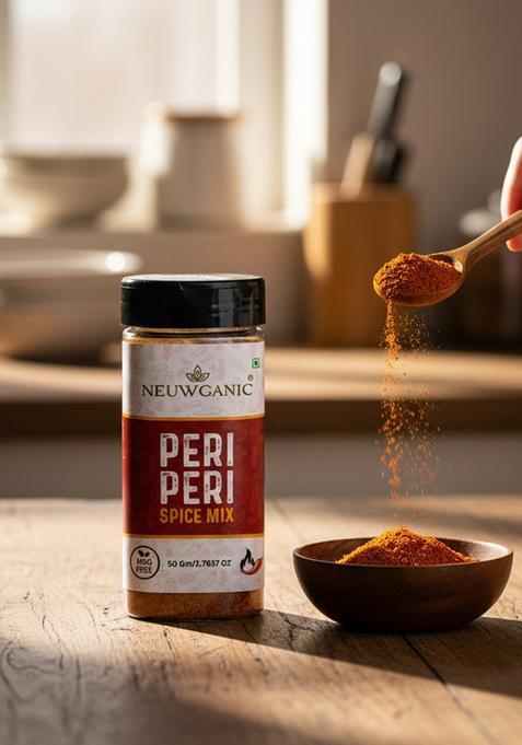 Neuwganic - Peri Mix Seasoning Spicy & Tangy Powder Flavorful for Snacks, Fries Grilled Dishes Natural Aromatic Spice Blend 50 Gm
