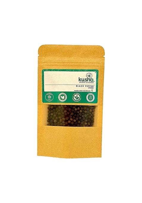 Kusha Spices & Blends Black Pepper (25g) | Kali Mirch Natural Ozonized Fresh Hand Sorted Bold Heavy Organic From Wayanad, Kerala Strongly Aromatic High Piperine Content