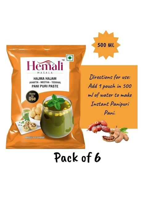 HEMALI MASALA HAJMA HAJAM PANIPURI PASTE (Khatta Meetha Teekha) | (Pack of 6) PANI PURI