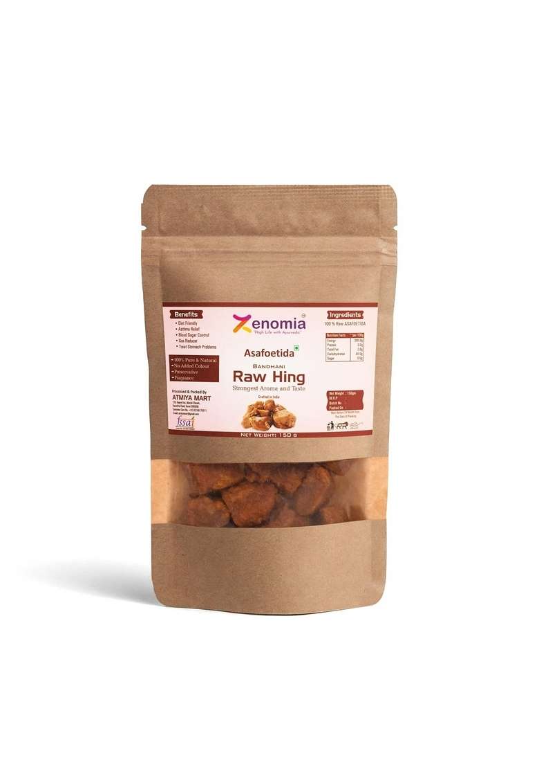 Zenomia Pure Hing (Asafoetida) Bandhani 150g | Fresh & Strongest Compounded Natural Yellow Raw Heeng for Cooking No Added Fragrance Chemical - Indya