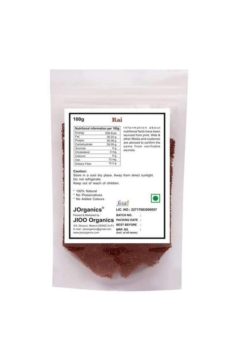 J Organics Rai | Sarson Banarsi Mustard Seeds Pack of 1 100 Grams - Indya