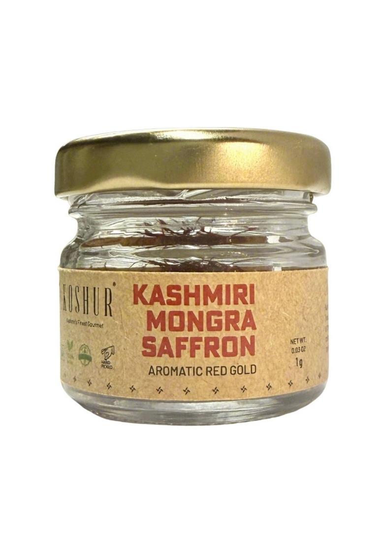 Koshur Premium Kashmiri Mongra Saffron Kesar 1 grams, Authentic, Pure, and Aromatic Spice for Culinary, Medicinal, Beauty Use, Organic Threads from Kashmir
