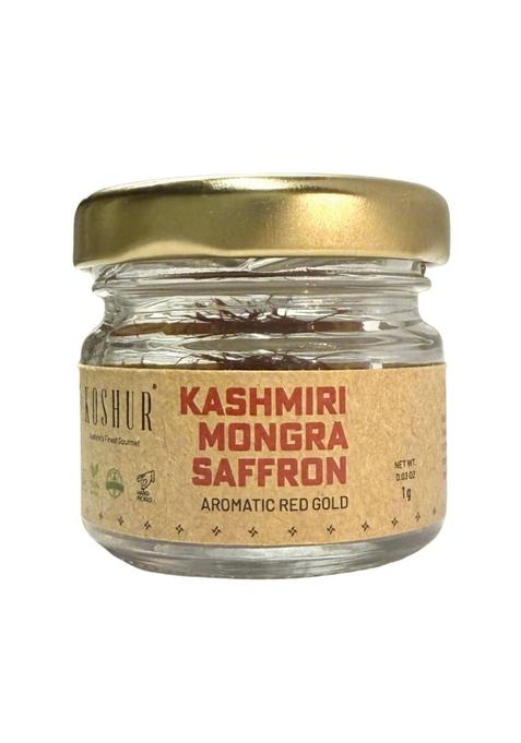 Koshur Premium Kashmiri Mongra Saffron Kesar 1 grams, Authentic, Pure, and Aromatic Spice for Culinary, Medicinal, Beauty Use, Organic Threads from Kashmir